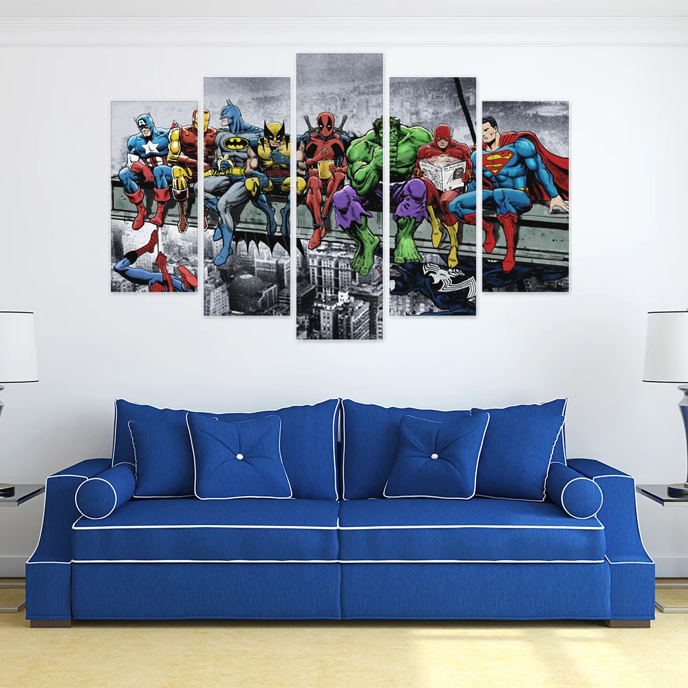 5 шт. Картина на холсте marvel super heroes настенный Декор печать в рамке Настенная