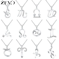 zemo real 925 sterling silver 12 constellation necklaces choker crystal zodiac sign necklace women horoscope astrology necklace