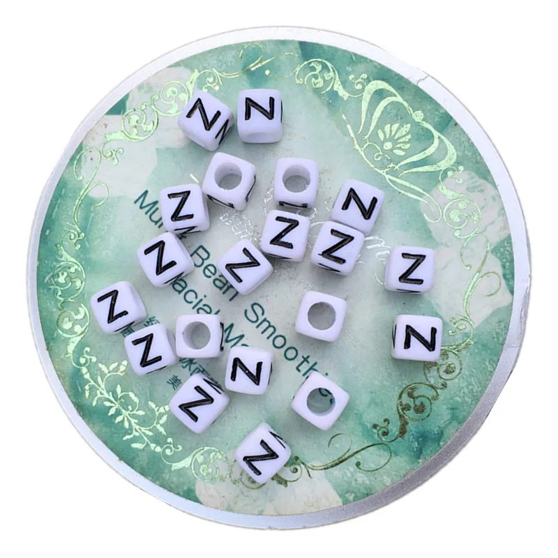 

Оптовая продажа 6*6 мм акриловые буквы бусины 2600 шт./лот белые с черным инициалом Z пластиковые буквы алфавита бусины украшения