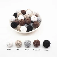 chengkai 50pcs 16mm 20mm round knitting cotton crochet wooden beads balls diy baby teether sensory jewelry toy gift accessories