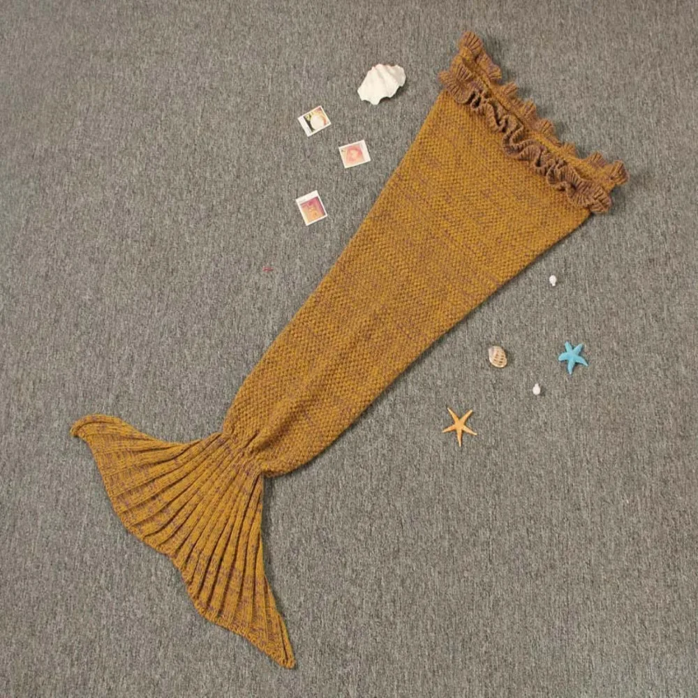 Весенние постельные принадлежности диван одеяло русалки шерсть вязание стиль