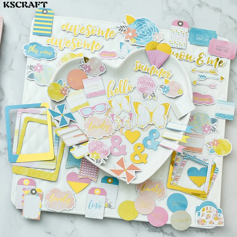 KSCRAFT 70 шт летние Vibes цветные кардштоки для скрапбукинга Happy