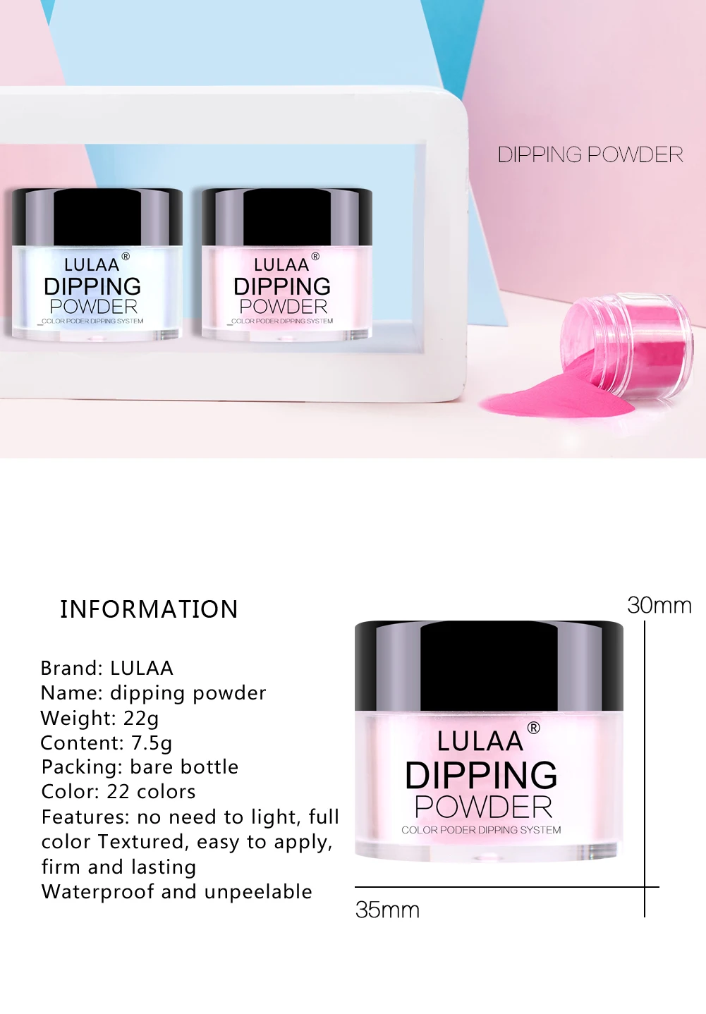 LULAA Dip порошок Набор ногтей Блеск Французский ногтей голографический лак Маникюр сухой хром пигмент погружение пудра для ногтей искусство