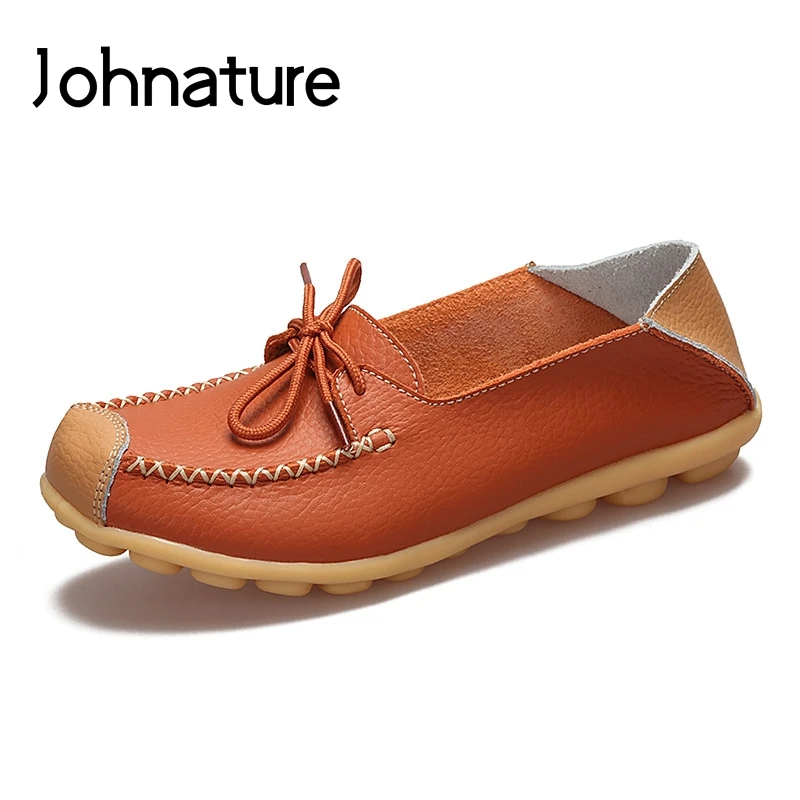 Женские туфли на шнуровке Johnature однотонные удобные лоферы из натуральной кожи с