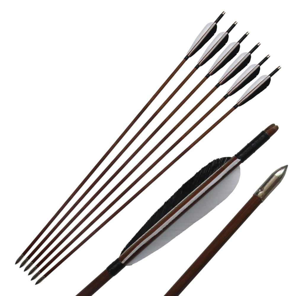 6 шт. бамбуковые стрелы для Длинного Лука 33 дюйма|bamboo shaft arrow|feather bamboobamboo |