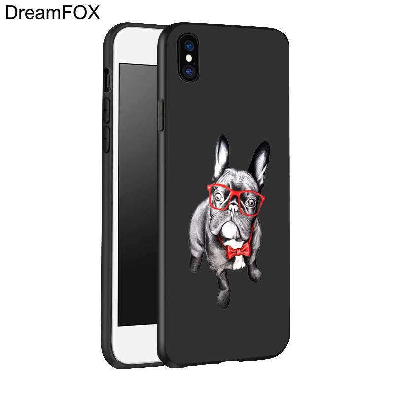 DREAMFOX L518 милый щенок Мопс Черный Мягкий ТПУ силиконовый чехол для Apple iPhone 11 Pro XR XS Max
