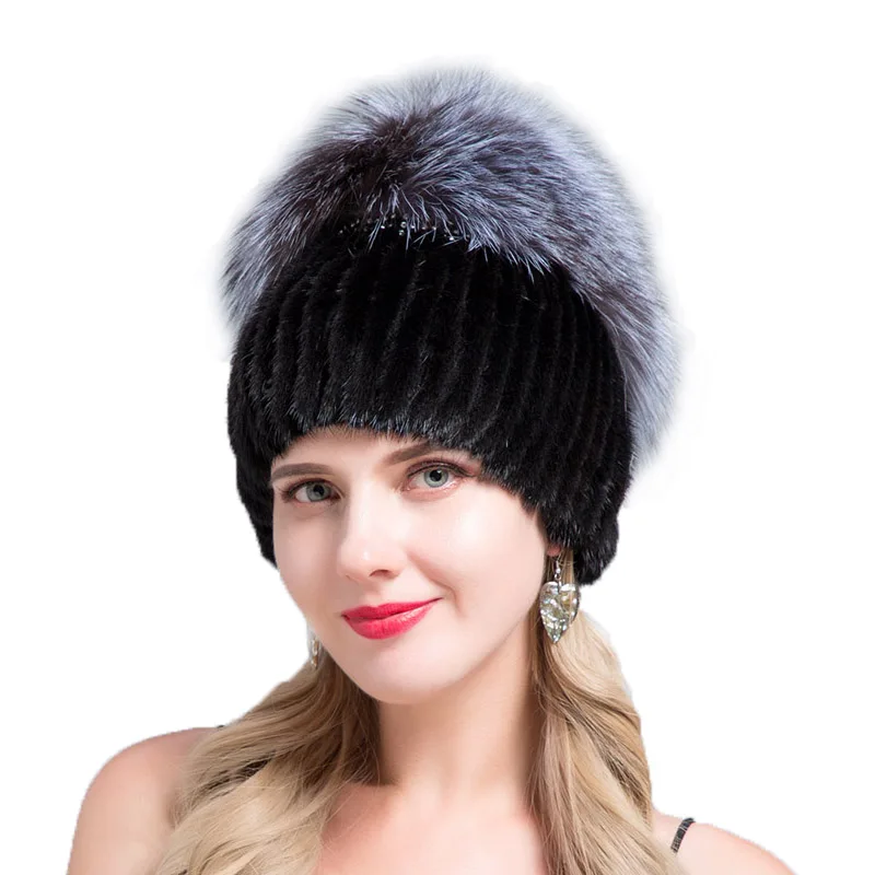 JERYAFUR женские модные шапки из натуральной лисы и норки, женские зимние шапки высокого качества
