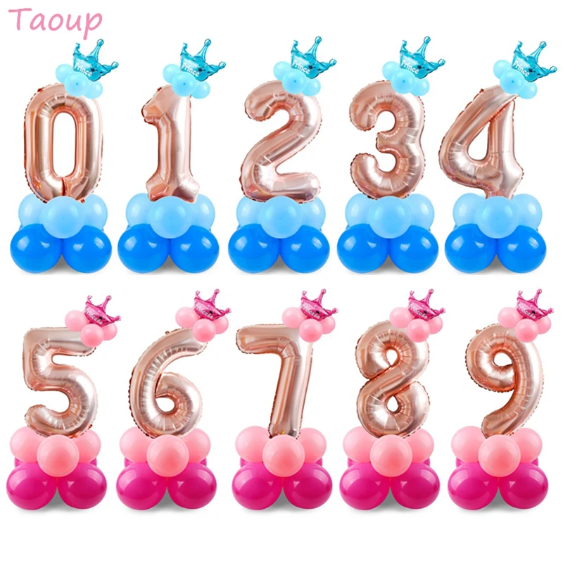 

TAOUP Crown Air Balloons Number Ballons Accessories Happy Children's Birthday Balloons Birthday Balon Helium Baby Shower Decor