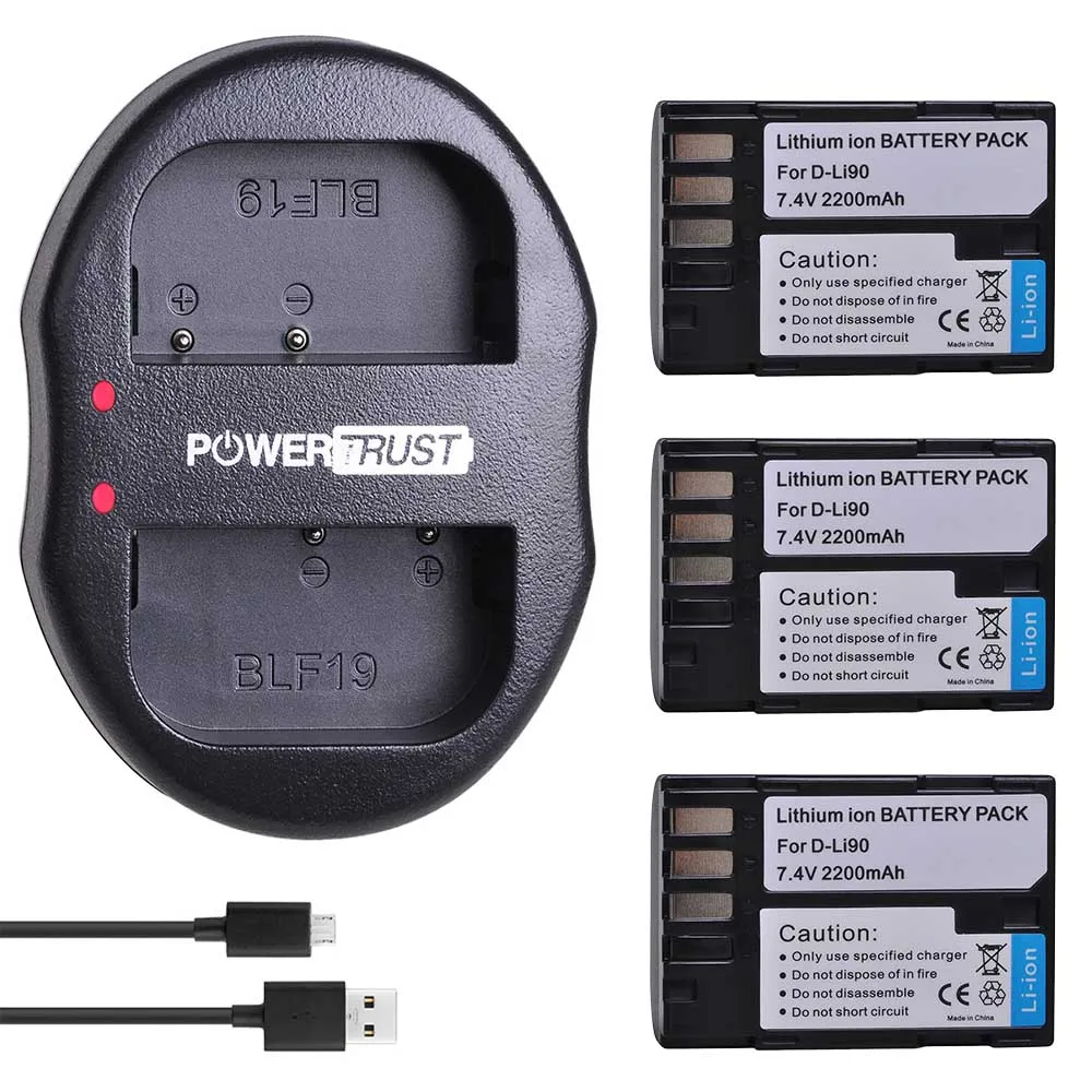 3 Battery Set 2 шт. D-LI90 DLi90 D Li90 Батарея akku+ USB Зарядное устройство для Pentax K-7 K-7D K-5 K-5 II 645D K01 z1 K-3 K-3 II 645Z L15 - Цвет: 3 Battery Set