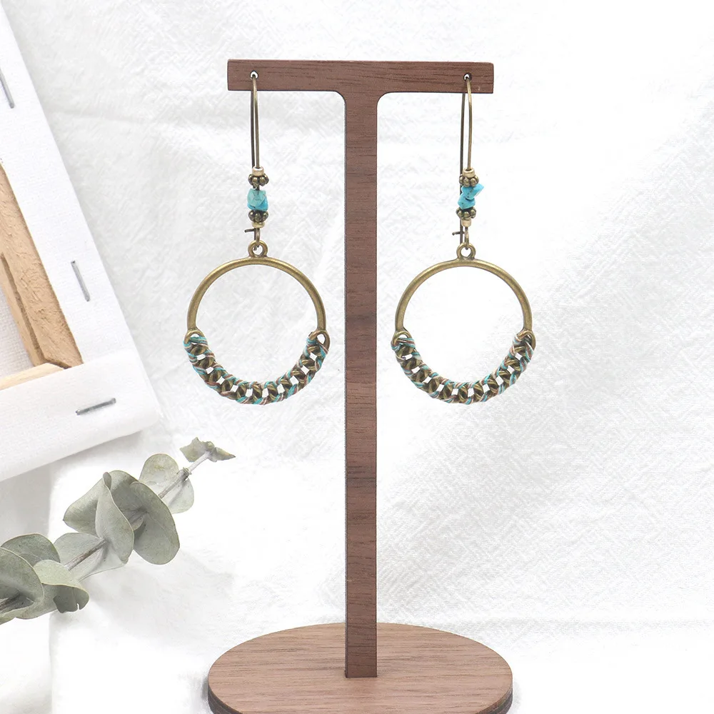 Женские винтажные серьги подвески Boho Из бронзового сплава с полыми кругами из