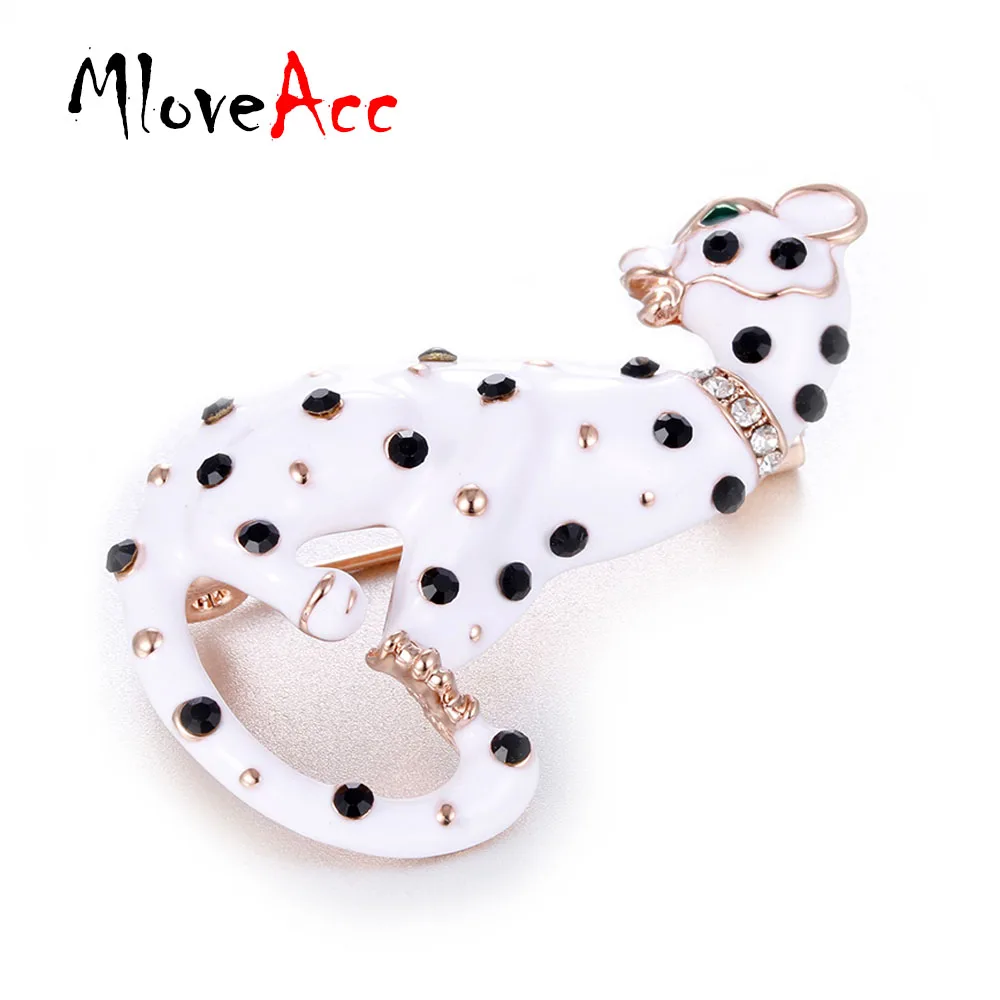MloveAcc White Enamel Black Spots Leopard Brooches Women Men's Alloy Animal Brooch Pins Girls' Bag Broche Gifts | Украшения и
