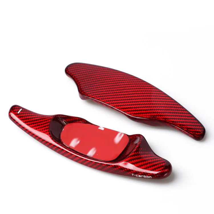 Red &amp black Carbon Fiber Steering Wheel Paddle Extension Shifter Cover Trim For Audi A5 S3 S5 S6 SQ5 RS3 RS6 RS7 2015 2016 2017 |