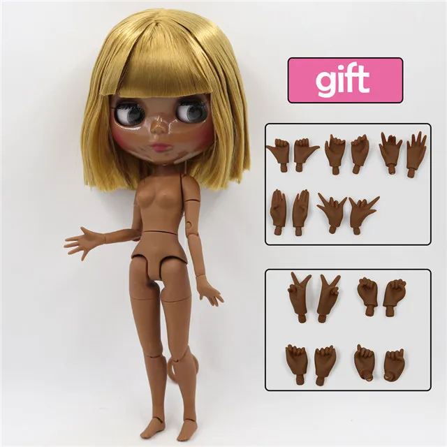 super black skin Фабрика blyth кукла bjd шарнир тела белая кожа bjd 30 см матовый лица резные губы с бровей индивидуальные лица - Цвет: super black skin