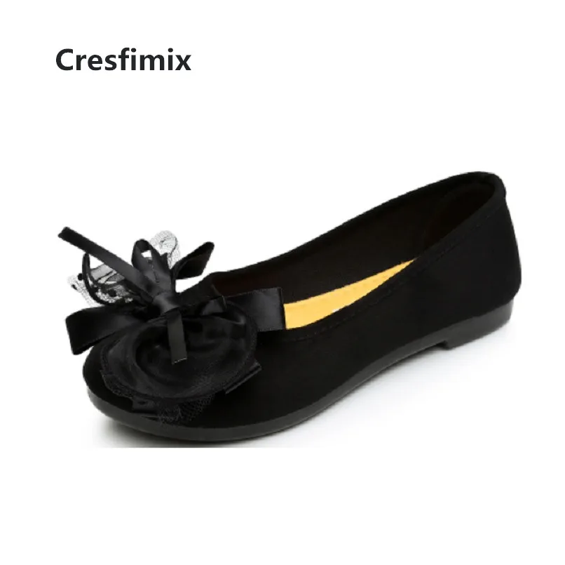 Cresfimix женские милые галстук-бабочка для офиса черного цвета обувь на плоской