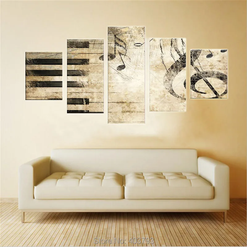 Большая Настенная картина фортепиано клавиши музыкальные ноты домашний декор