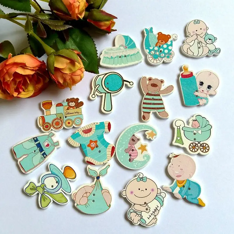 40 шт. деревянные пуговицы для шитья с 2 отверстиями|button flatback|sewing woodenrandom mixed decorative buttons |