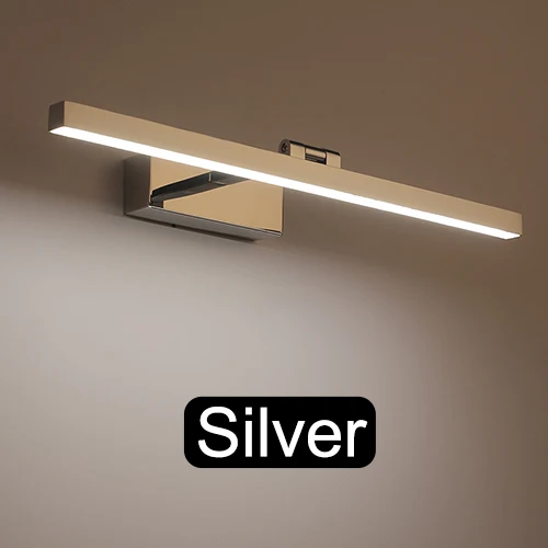Silver Современный светодиодный туалетный столик настенное зеркало с подсветкой для ванной комнаты, настенный светильник для ванной комнаты, водонепроницаемый светильник из нержавеющей стали - Испускаемый цвет: Silver