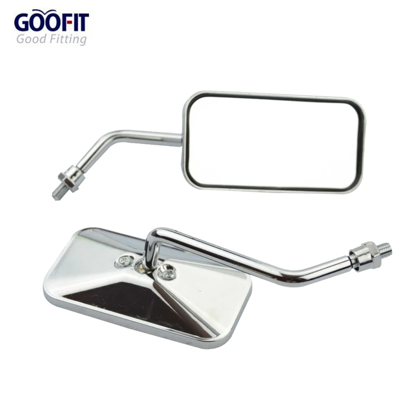 GOOFIT Square L Gloss Chrome 8 мм зеркало заднего вида для мопеда скутера уличного велосипеда
