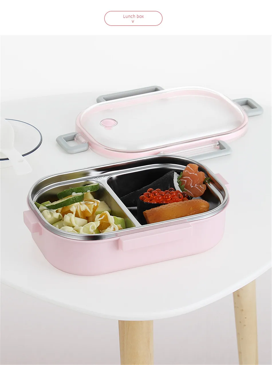 ONEUP нержавеющая сталь Ланч-бокс герметичный Bento box Microwavable контейнер для хранения еды столовая посуда для детей Школа Офис