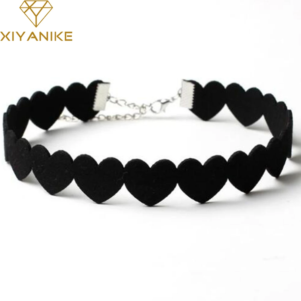 

XIYANIKE Black Lace Choker Necklace Women Velvet Choker Love Heart Necklaces Chocker tattoo collares Collie ras de cou N662