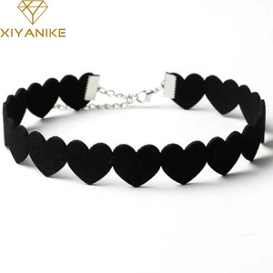 XIYANIKE черный кружевной чокер ожерелье женский Бархатный чокер Любовь Сердце ожерелья чокер Татуировка колье колли рас де Коу N662