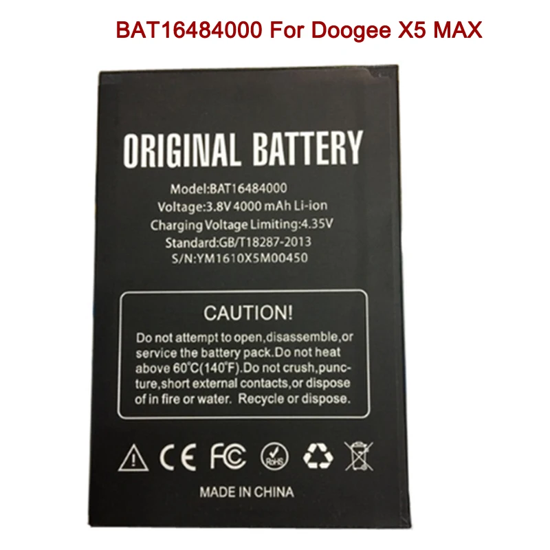 Новый BAT16484000 Перезаряжаемые Батарея Для DOOGEE X5 Max Moble телефон Pro замена батарей 4000mA |