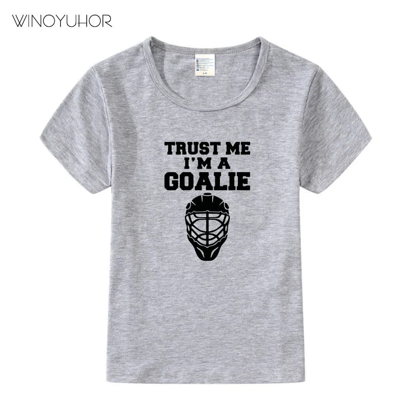 Футболка детская с забавным принтом надпись Trust Me I'm A Goalie рубашка для мальчиков