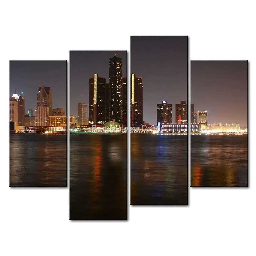 

4 picture painting wall art print beautiful night view poster wall painting living room canvas easel XJ3-400-312