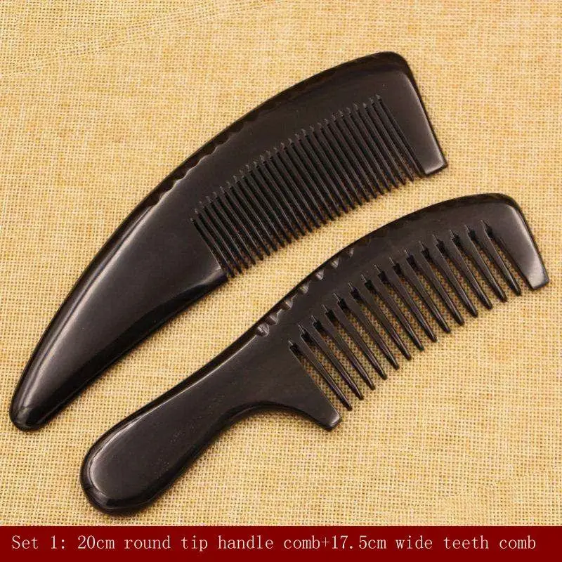 Hairdressing Supplies Natural Anti Static Black Buffalo Horn Comb Massage Hair Care Brush Hairbrush Combs Gift Set Hot Sale Sae