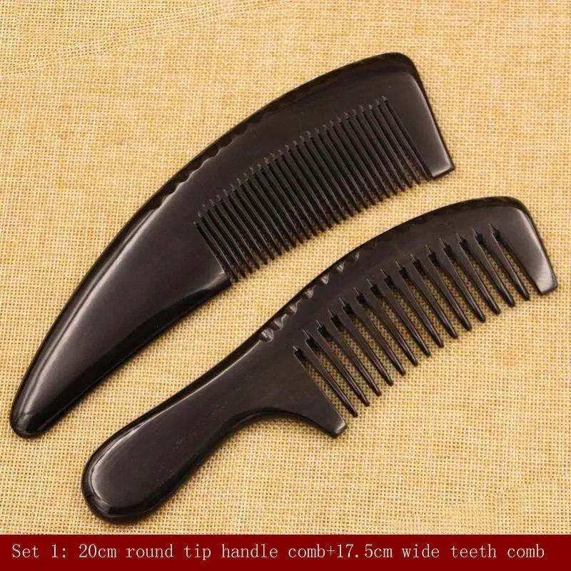 

Hairdressing Supplies Natural Anti Static Black Buffalo Horn Comb Massage Hair Care Brush Hairbrush Combs Gift Set Hot Sale Sae