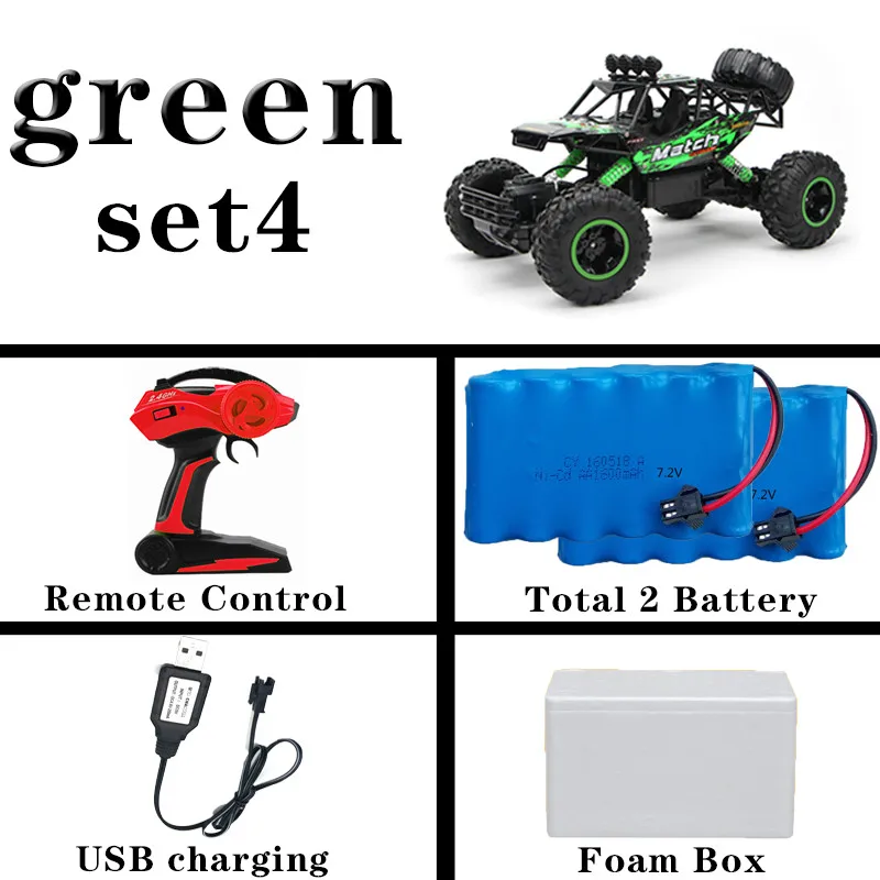 green large set 4 1:12 4WD RC автомобили обновленная версия 2,4 г радио управление RC автомобили игрушки багги высокая скорость грузовики внедорожные Грузовики Игрушки для детей - Цвет: green large set 4