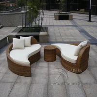 3pcs rattan sofa set poly rattan waterproof lounge bed rattan conservatory furniture to sea port by sea
