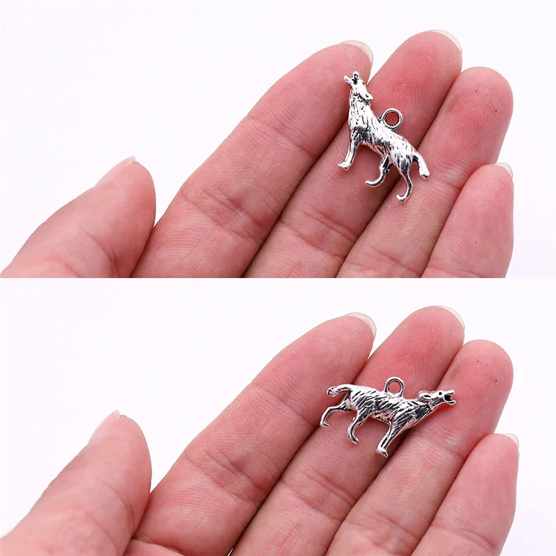 7 10pcs Wolf Все тибетские серебряные подвески в виде животных для самостоятельного изготовления ювелирных изделий подвески в виде единорога, лошади, Льва, оленя, Тигра для браслетов изготовление сережек - Окраска металла: 7 10pcs Wolf
