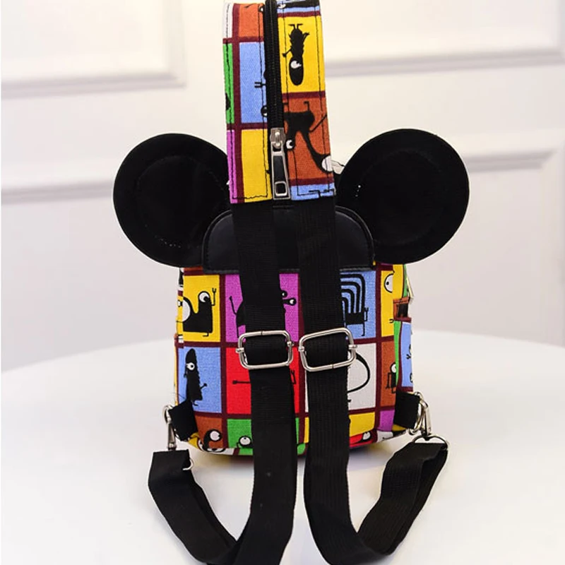 2017 модные милые женские рюкзаки из искусственной кожи с Микки ушками и граффити