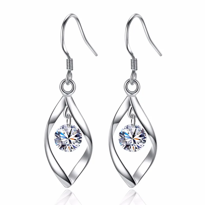 

Hot Sale Wholesale New Fashion Water Drop Desgin Shiny Zircon 925 Sterling Silver Drop Earrings for Women Jewelry Gift