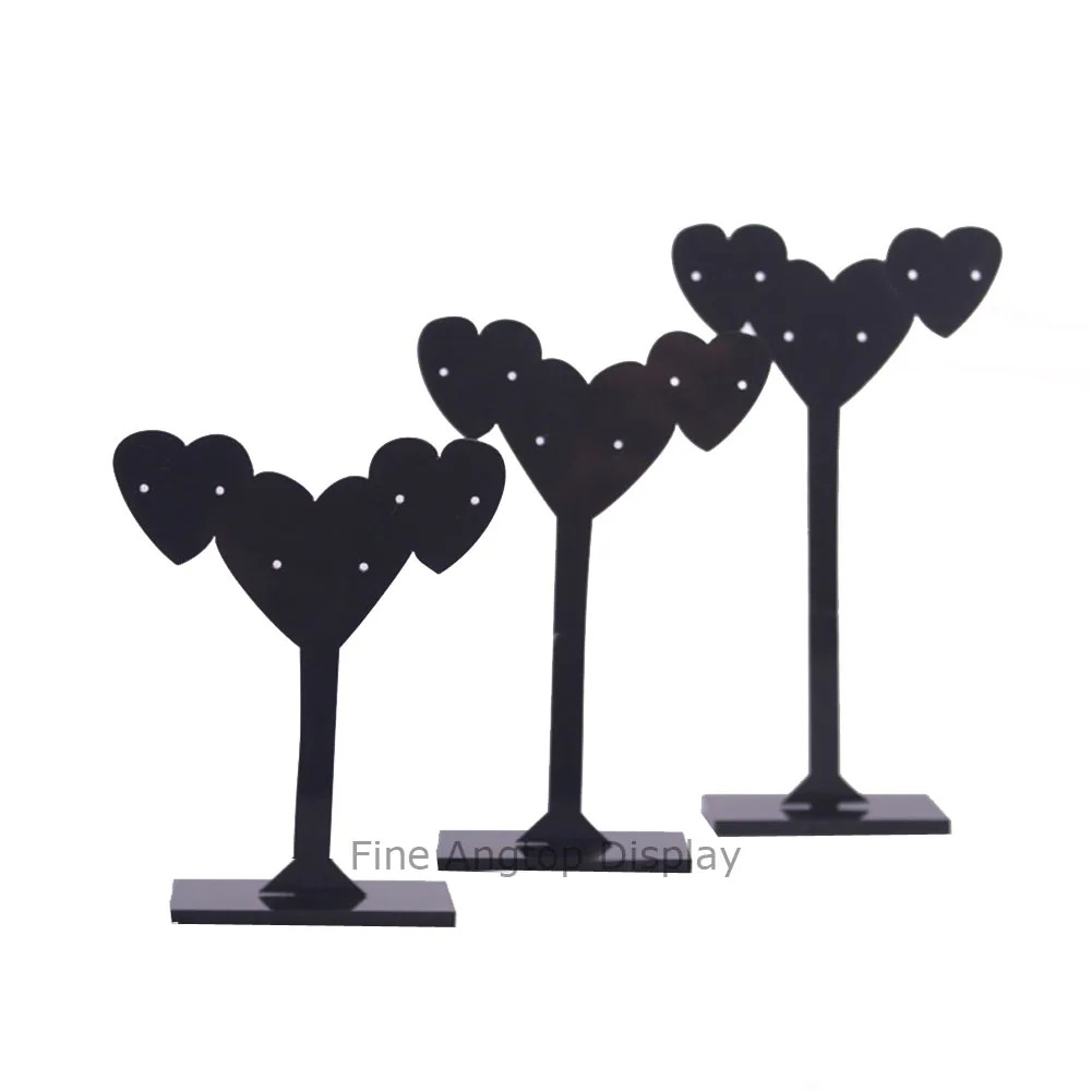 

Lot of 3 black acrylic earring display holder set jewelry stud earring display stand earrings display bust showcase heart shaped