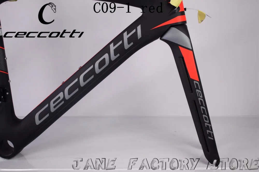 C09-1 красного цвета CECCOTTI matte and Глянцевая шоссейный углеродный руль для велосипеда велосипедная Рама T1000 1 K/UD pf30 высокое качество гоночный велосипед рама
