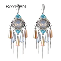 kaymen 2018 new arrival crystals bohemia tassels earrings for women hot selling wedding fashion dangle drop earrings 2 colors
