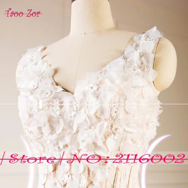 Taoozor почетный Robe De Mariage цветы жемчуг Кружево ТРАПЕЦИЕВИДНОЕ свадебное платье