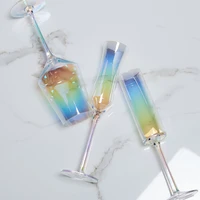 rainbow wine glass cup goblet champagne glasses cups cocktail glass drinking wine glasses wedding home bar hotel drinkware
