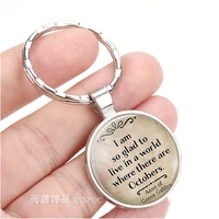 i am so glad to live in a world anne of green gables quote pendant alloy key chain glass cabochon keychain keyring holder gift