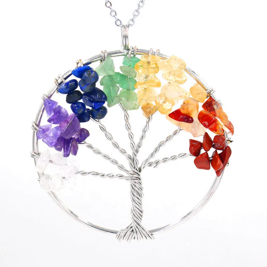 7 Чакра камень подвеска с деревом жизни маятник кристалл лазурит и т. Д. Кристалл