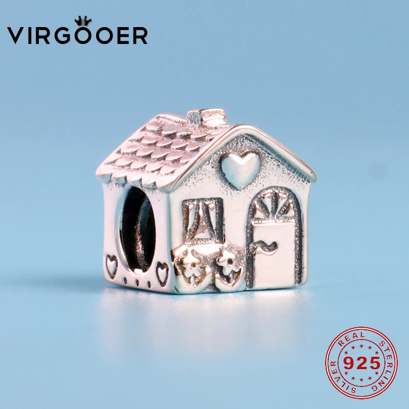 Virgooer милый дом из стерлингового серебра 925 пробы Diy подарок изящные бусы подходят