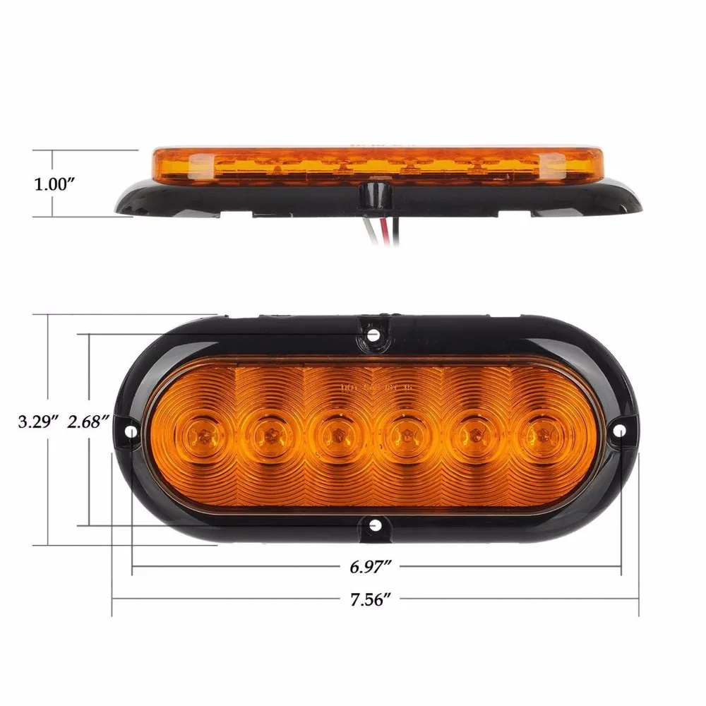 Желтый Овальный светодиодный стоп-сигнал Keyecu 6 дюймов задние парковочные огни
