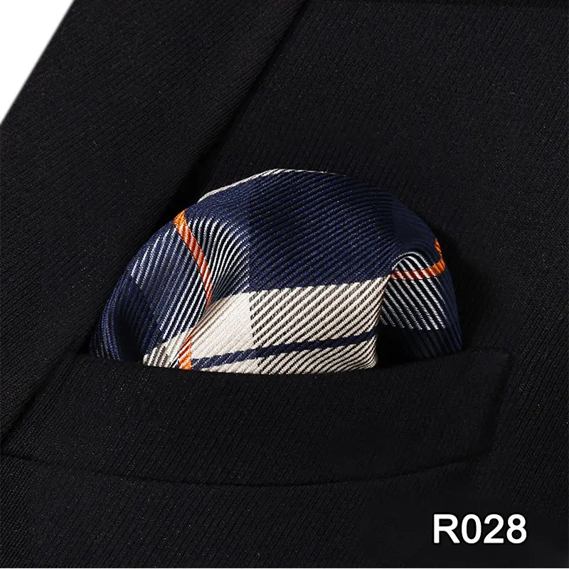 R028 Клетчатый узор в горошек, цветочный рисунок Пейсли, Полоска, Мужской Шелковый Атласный платок, квадратный платок, жаккардовый тканый классический платок для свадебной вечеринки# RC1 - Цвет: R028