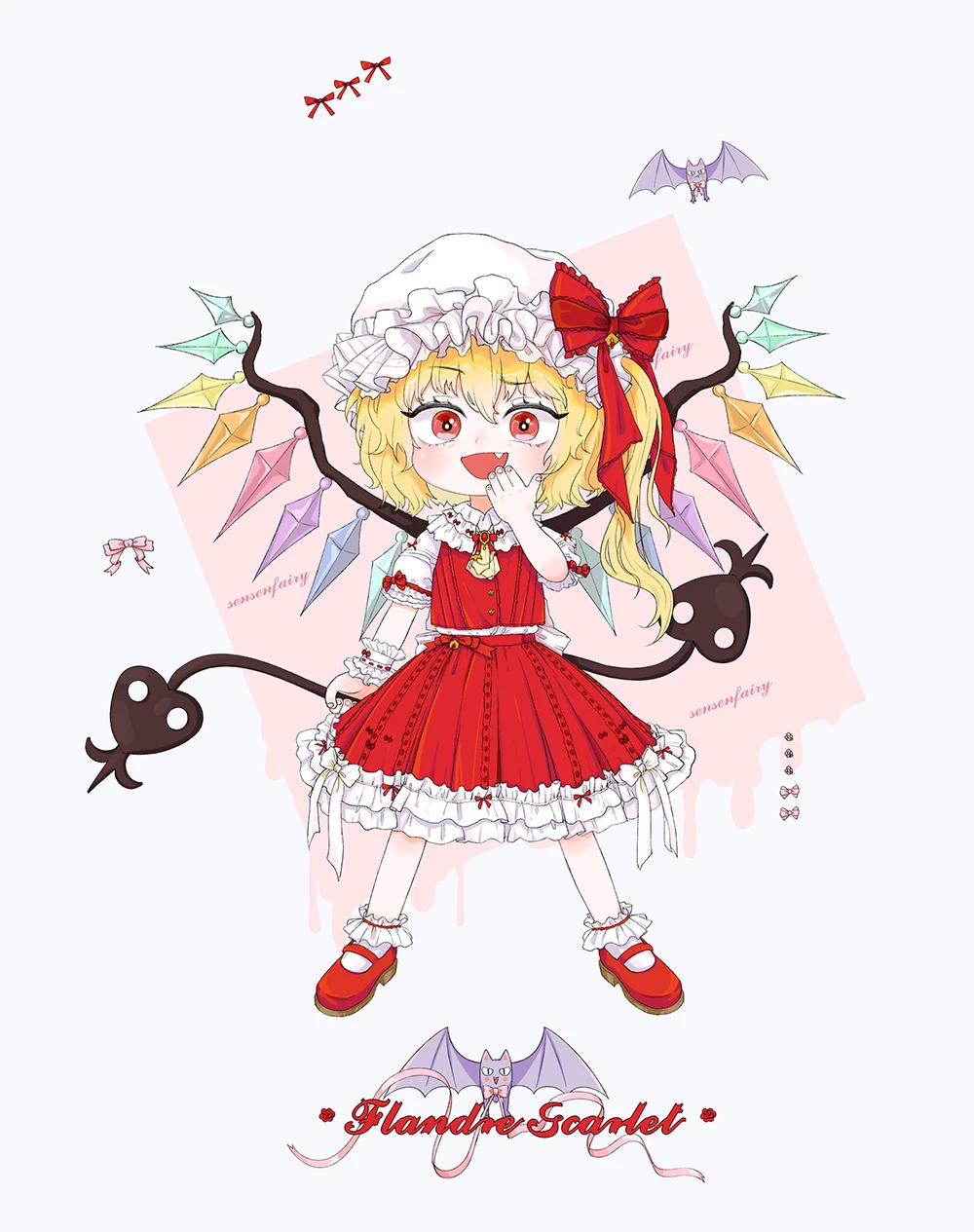 {Сток} Flandre Touhou Project Косплей Flandre Scarlet Косплей Костюм Платье женское ограниченное издание