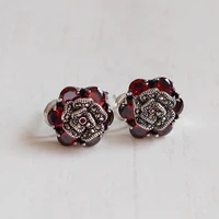 character silver goods fashion s925 sterling silver jewelry classic six red pomegranate ear button new starter