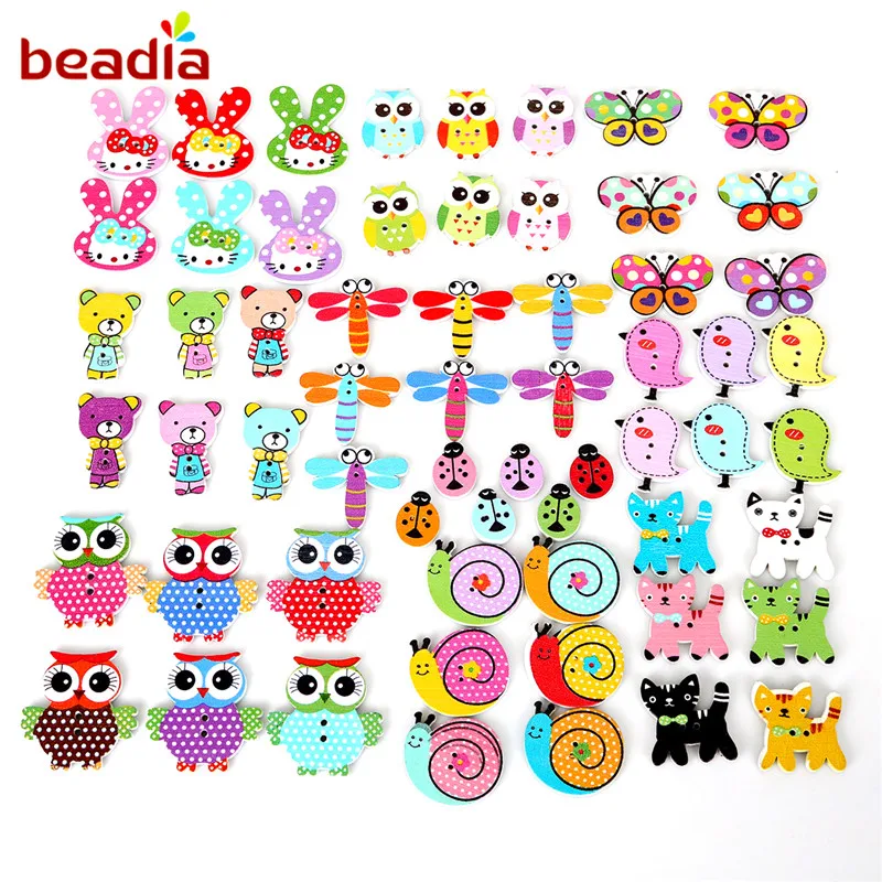 100 шт. деревянные бусины пуговицы в форме совы 2 отверстия|2 hole|for jewelry making2 hole beads |