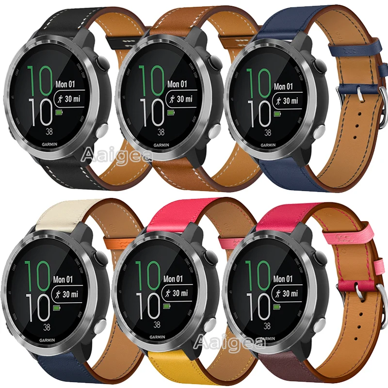 Модный ремешок из натуральной кожи для часов Garmin Forerunner 645, музыкальный цветной сменный ремешок для наручных часов 20 мм