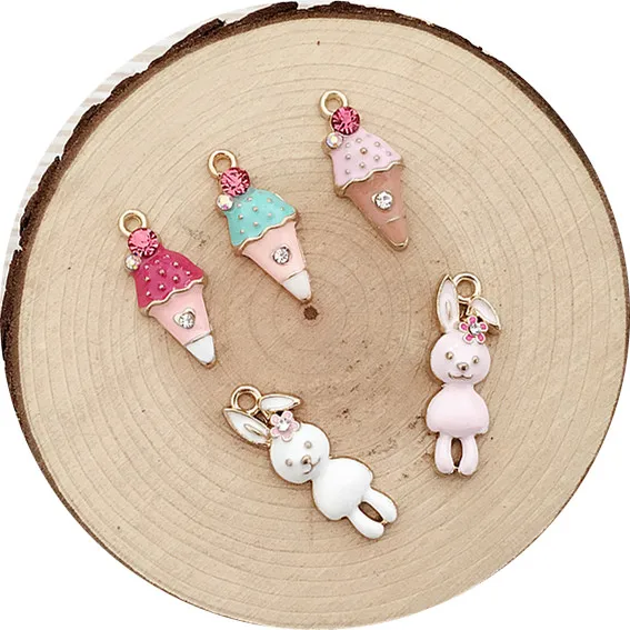 Оптовая продажа 50 шт./лот эмалевое ожерелье с подвеской в виде кролика и